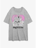 Disney Princesses Princess Heart Womens Oversized T-Shirt, ATH HTR, hi-res
