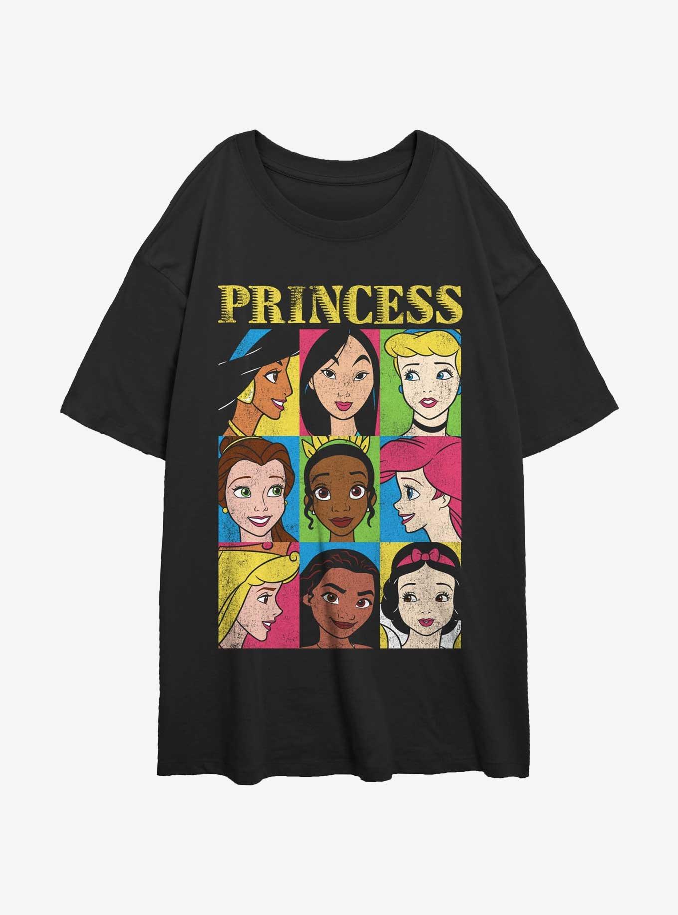 Disney Princesses Princess Bunch Womens Oversized T-Shirt BLACK
