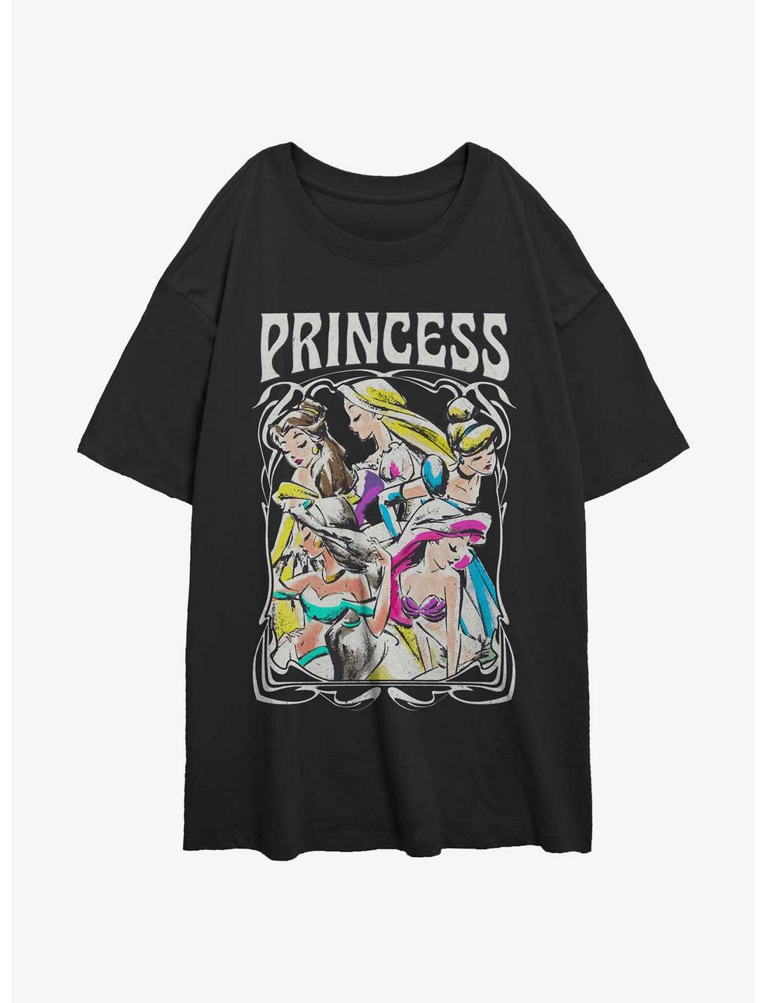 Disney Princesses Retro Princess Womens Oversized T-Shirt, BLACK, hi-res