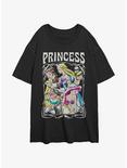 Disney Princesses Retro Princess Womens Oversized T-Shirt, BLACK, hi-res
