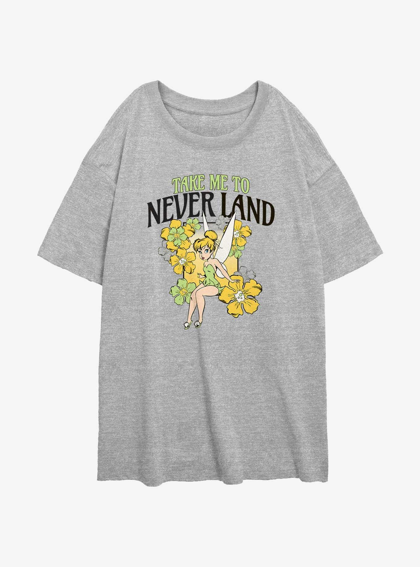 Disney Tinker Bell Take Me To Never Land Womens Oversized T-Shirt