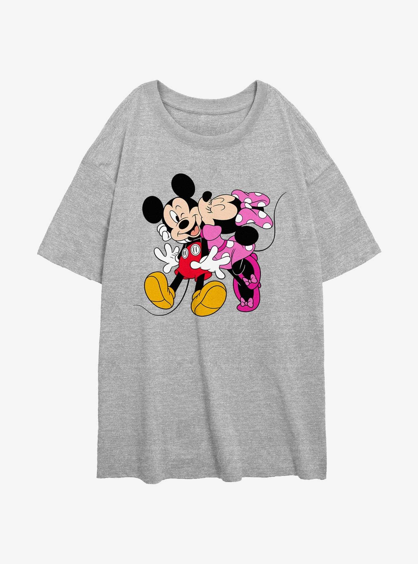 Disney Mickey Mouse Minnie Kiss Womens Oversized T-Shirt