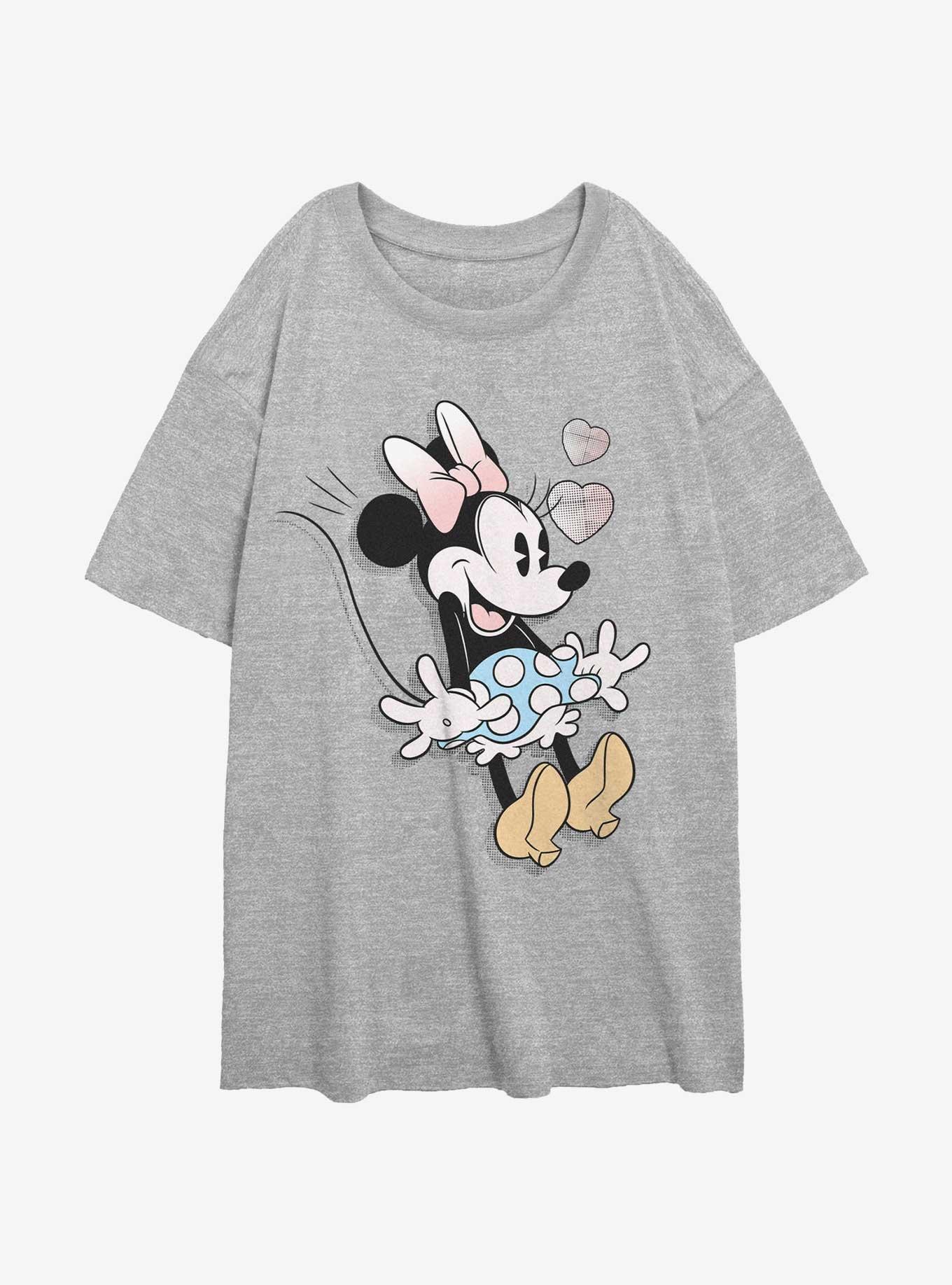 Disney Minnie Mouse Hearts Surprise Womens Oversized T-Shirt