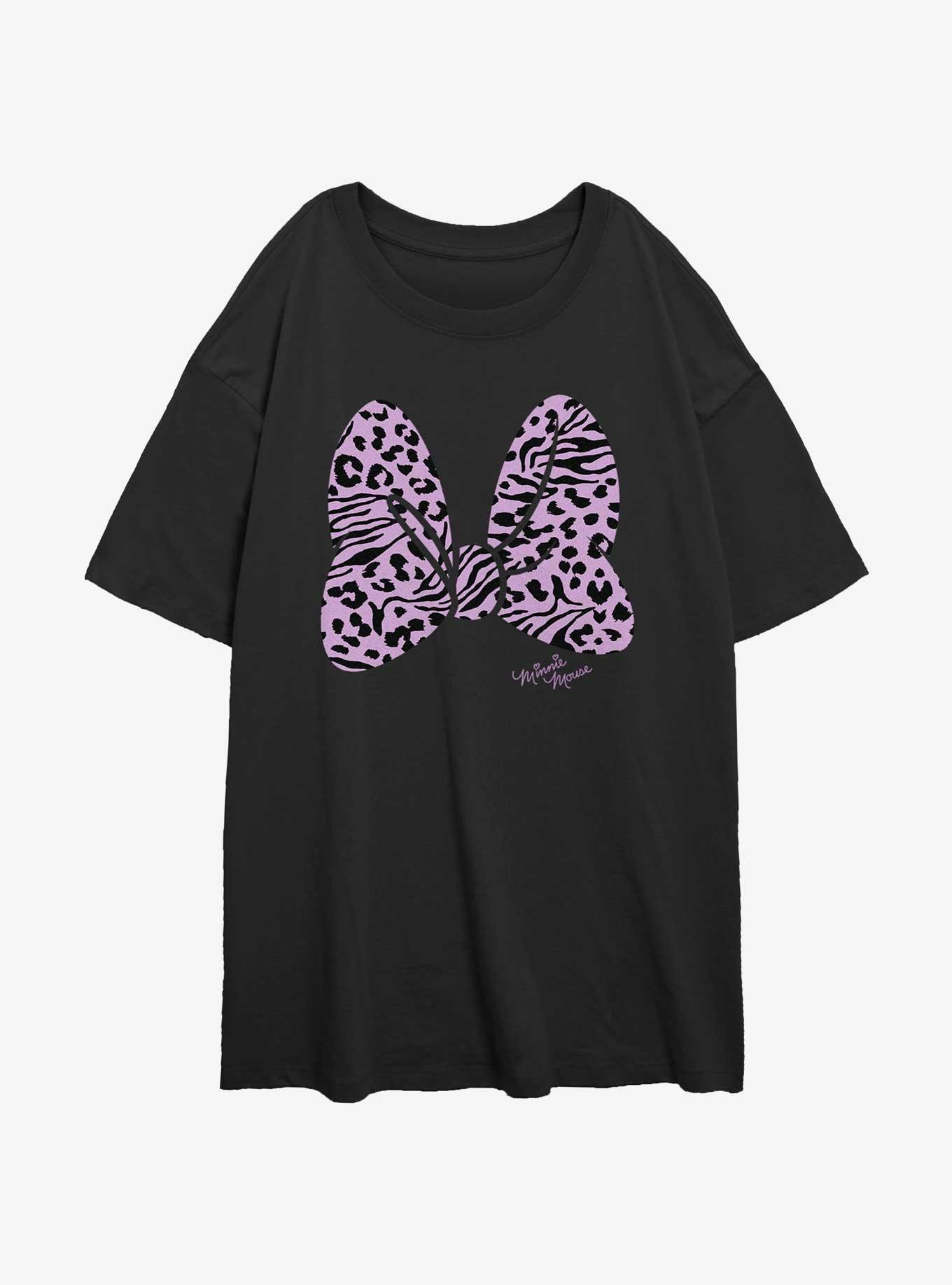 Disney Minnie Mouse Animal Print Bow Womens Oversized T-Shirt, , hi-res