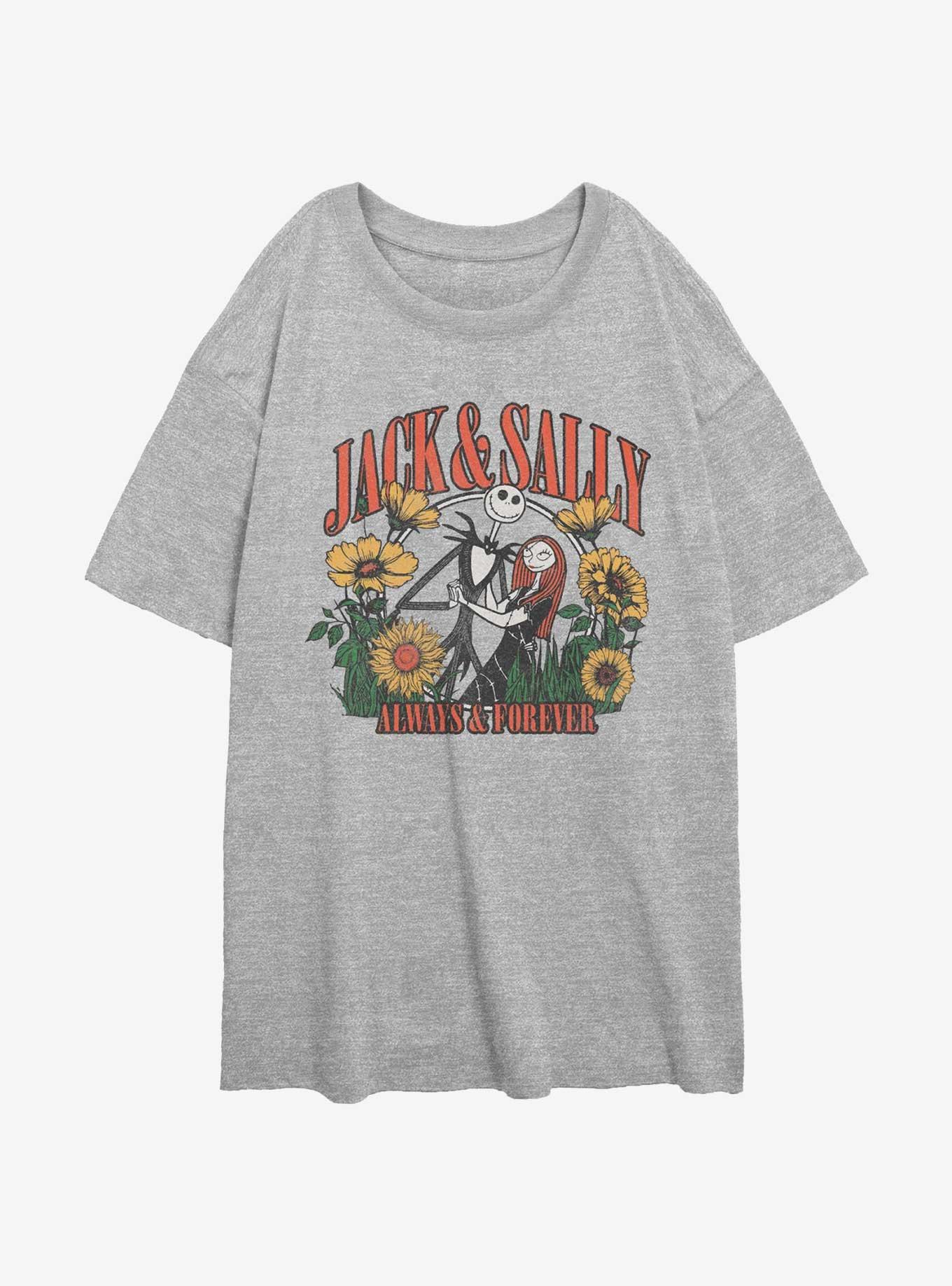 Disney The Nightmare Before Christmas Jack & Sally Always Forever Womens Oversized T-Shirt