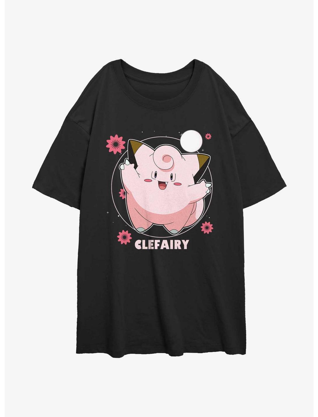 Pokemon Clefairy Dance Womens Oversized T-Shirt, BLACK, hi-res