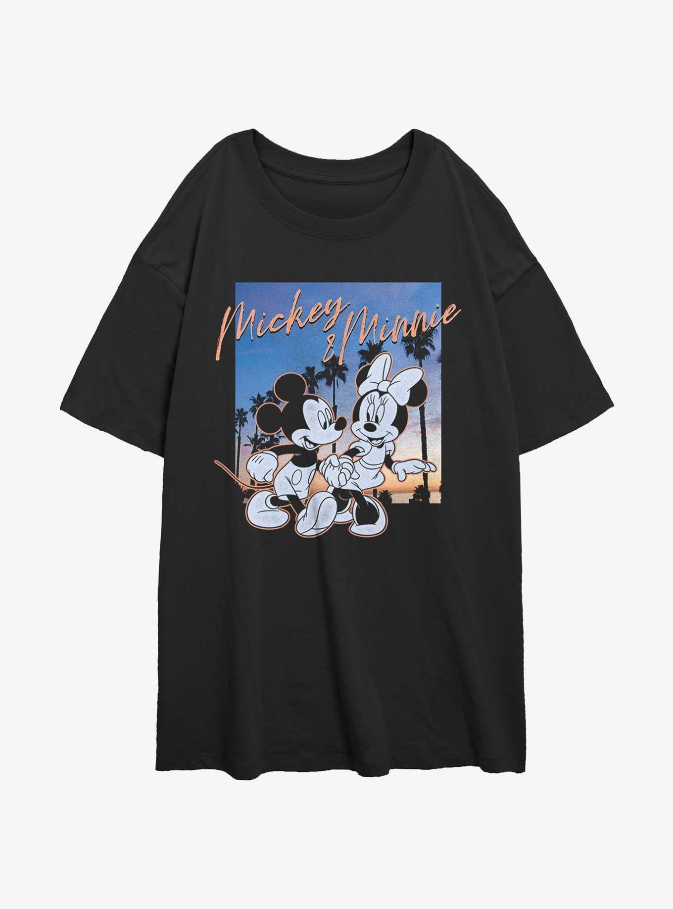 Disney Mickey Mouse Sunset Couple Womens Oversized T-Shirt