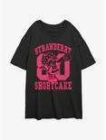 Strawberry Shortcake 80 Collegiate Womens Oversized T-Shirt, BLACK, hi-res