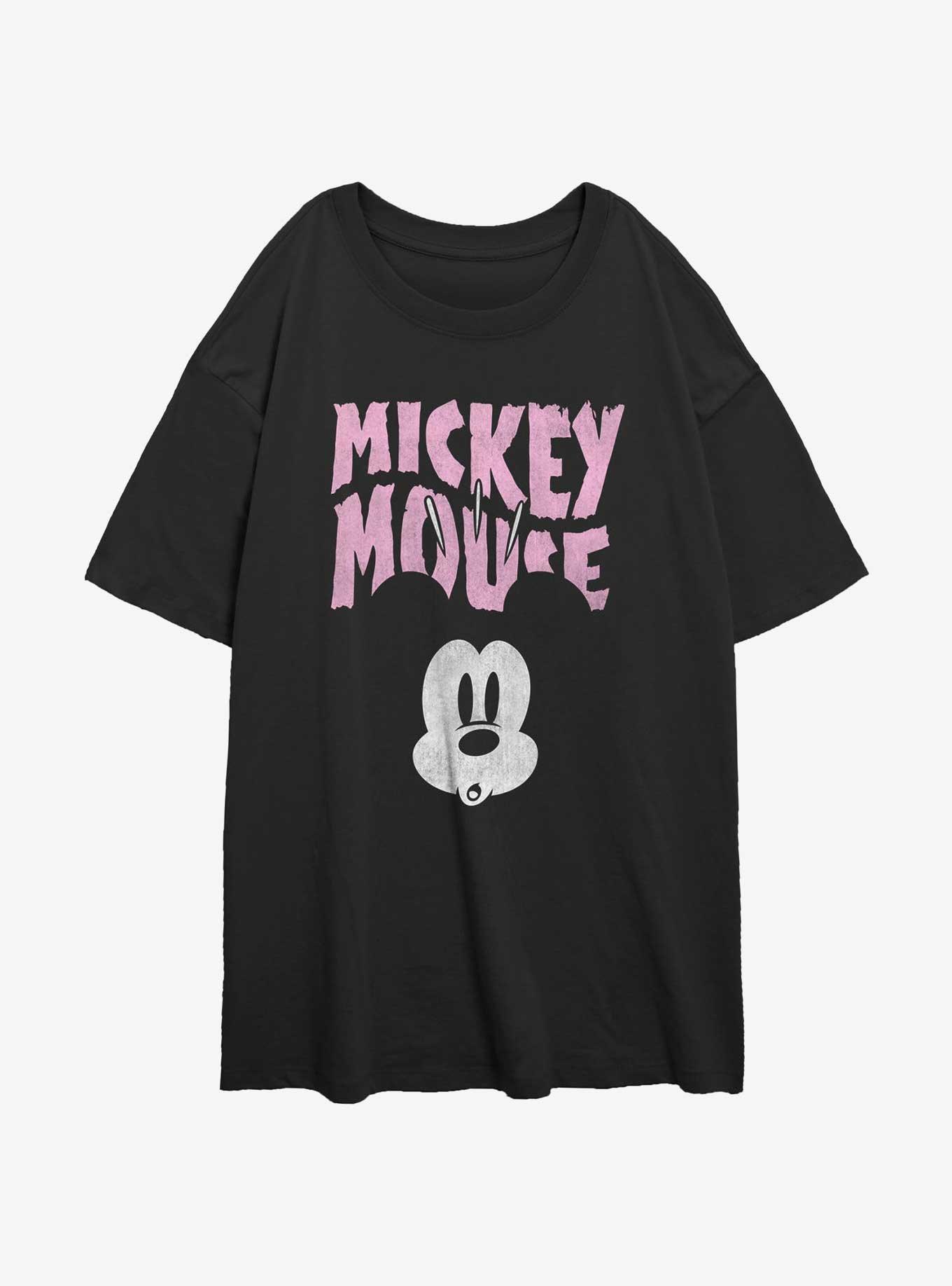 Disney Mickey Mouse Spooked Face Womens Oversized T-Shirt