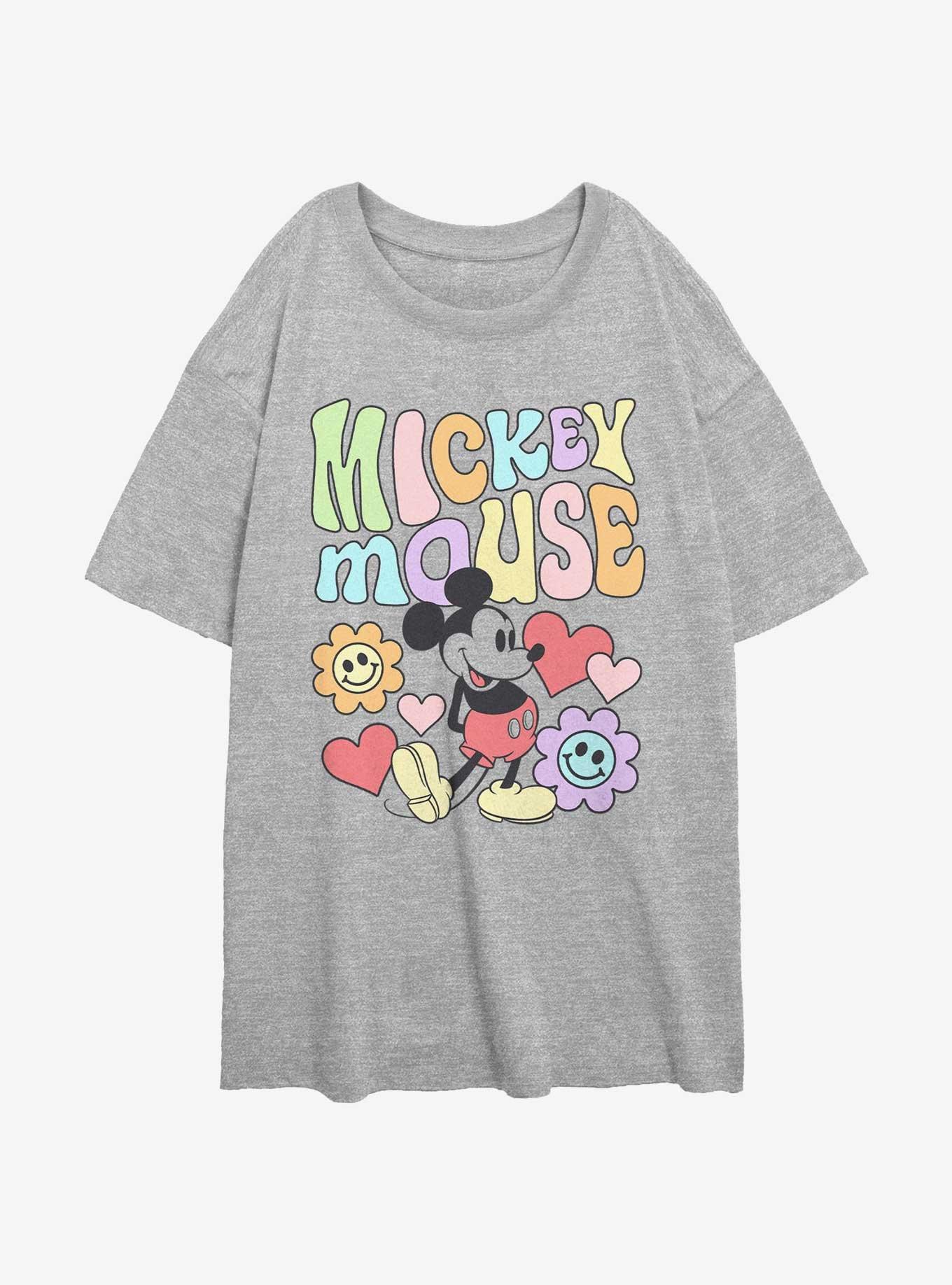 Disney Mickey Mouse Floral Womens Oversized T-Shirt