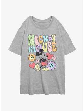 Disney Mickey Mouse Floral Mickey Womens Oversized T-Shirt, , hi-res