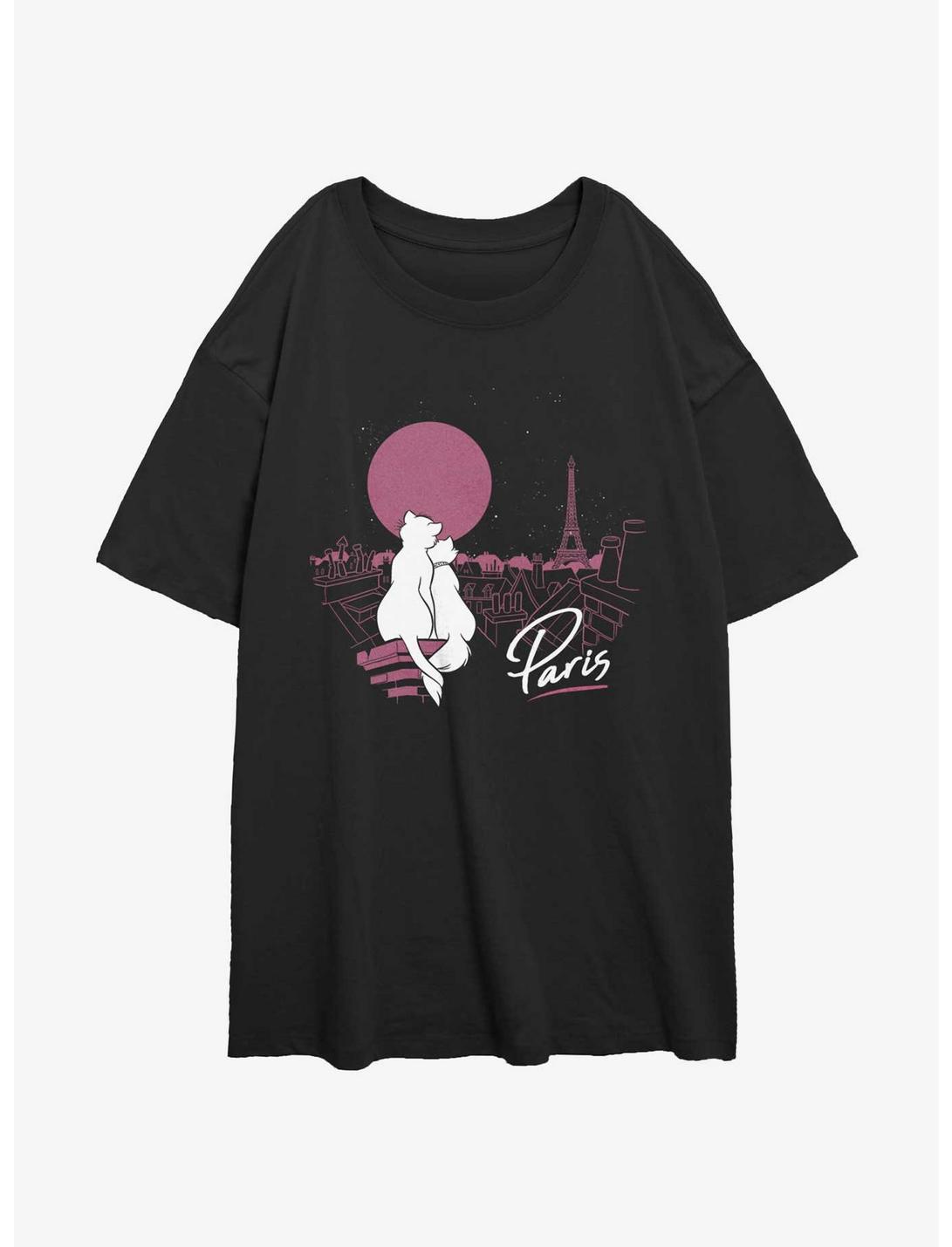 Disney The AristoCats Together In Paris Womens Oversized T-Shirt, BLACK, hi-res