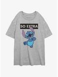Disney Lilo & Stitch So Extra Womens Oversized T-Shirt, ATH HTR, hi-res