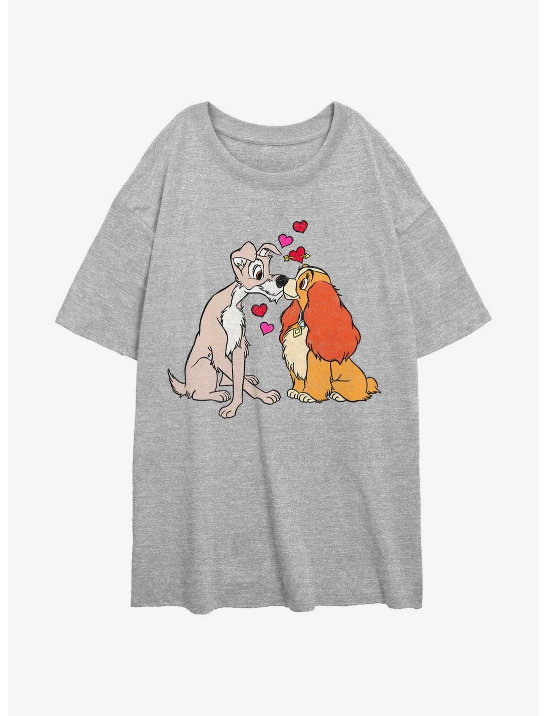 Disney Lady and the Tramp Puppy Love Womens Oversized T-Shirt, ATH HTR, hi-res
