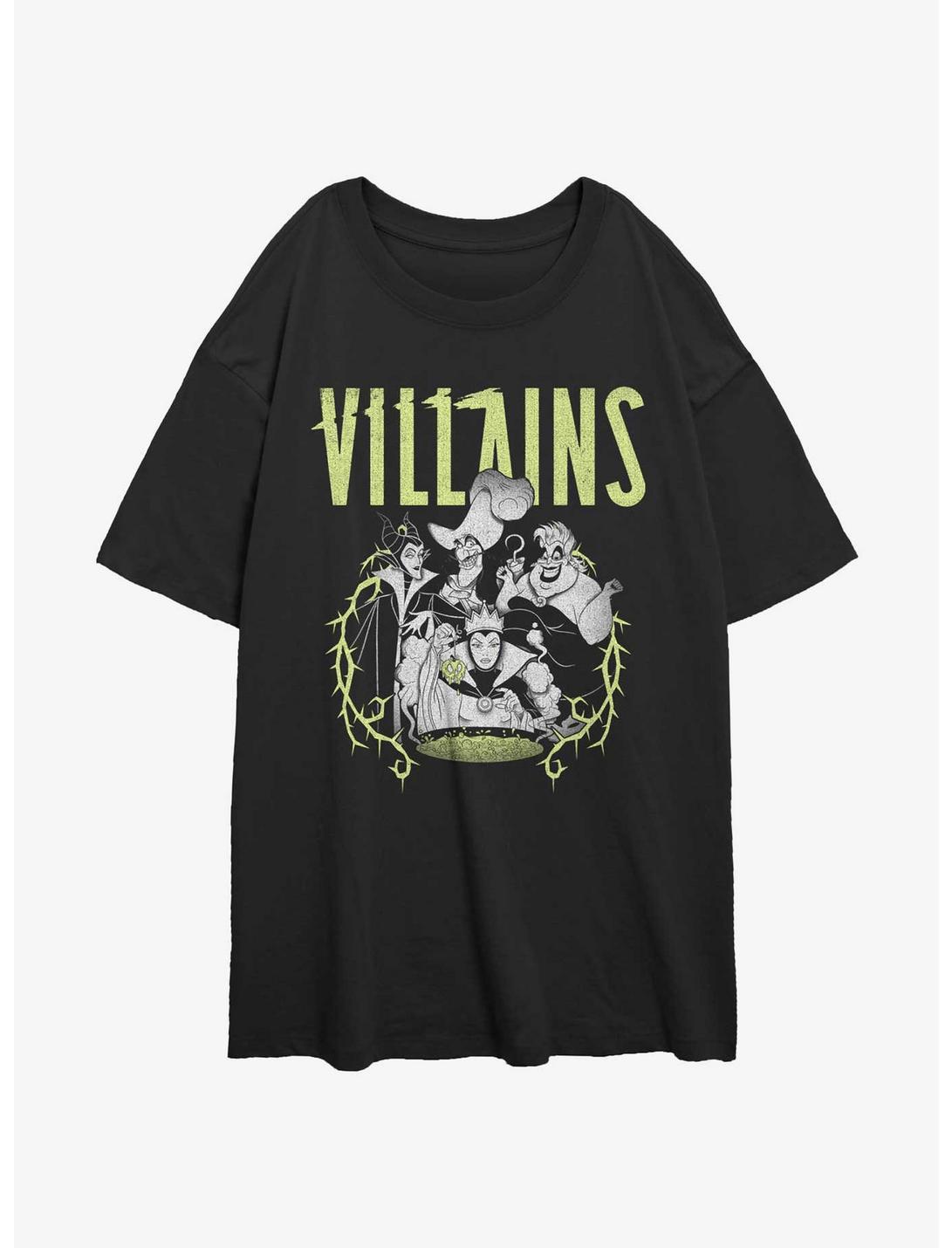 Disney Villains Thorny Lockup Womens Oversized T-Shirt, BLACK, hi-res
