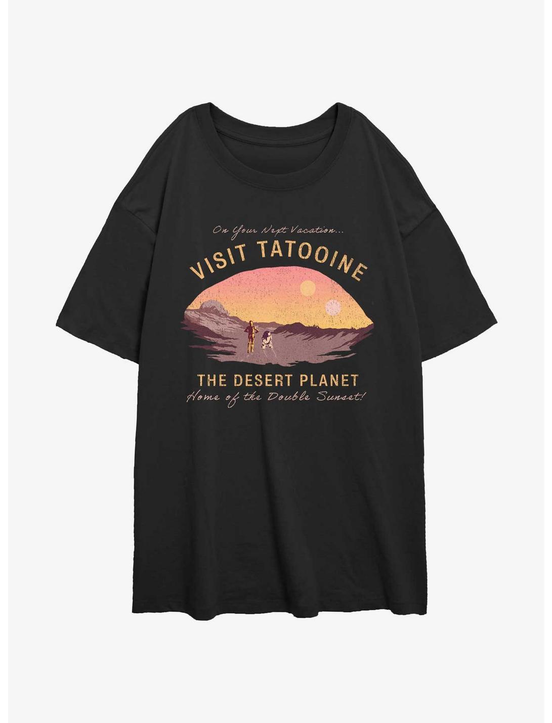 Star Wars Tatooine Vacation Womens Oversized T-Shirt, BLACK, hi-res