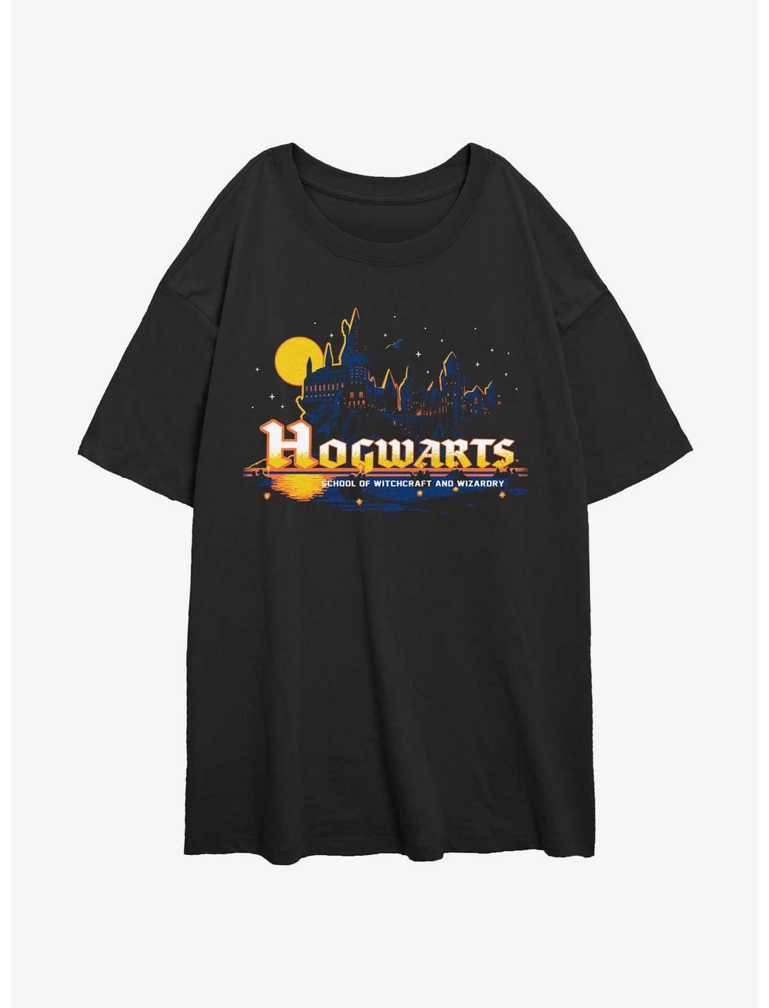 Harry Potter Hogwarts School of Witchcraft and Wizardry Womens Oversized T-Shirt, BLACK, hi-res