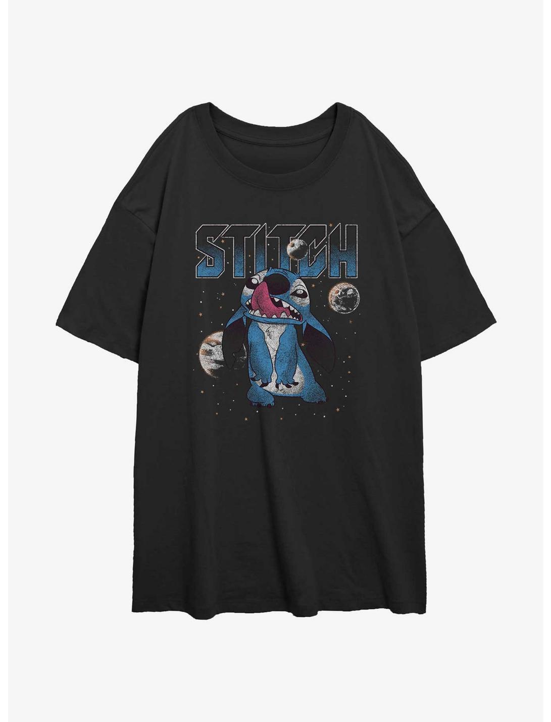 Disney Lilo & Stitch Stitch Planets Womens Oversized T-Shirt, BLACK, hi-res