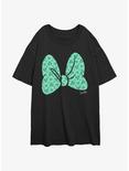 Disney Minnie Mouse Clover Bow Womens Oversized T-Shirt, BLACK, hi-res