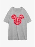Disney Mickey Mouse Heart Filled Ears Womens Oversized T-Shirt, ATH HTR, hi-res