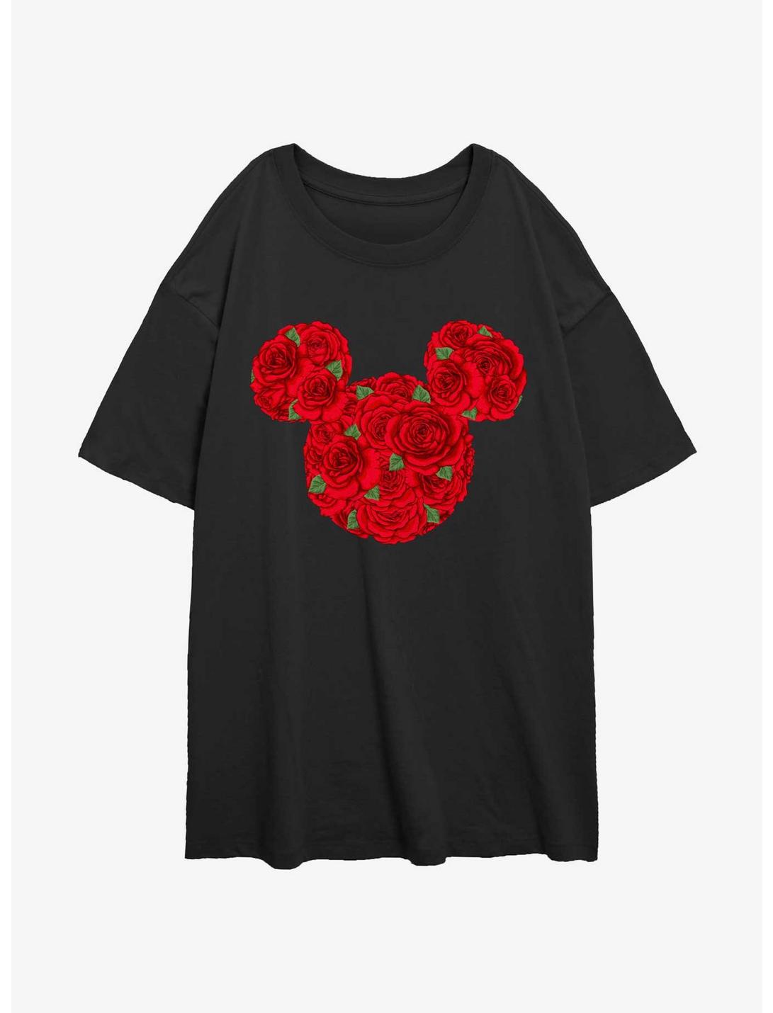 Disney Minnie Mouse Rose Ears Womens Oversized T-Shirt, BLACK, hi-res