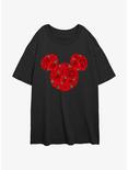 Disney Minnie Mouse Rose Ears Womens Oversized T-Shirt, BLACK, hi-res