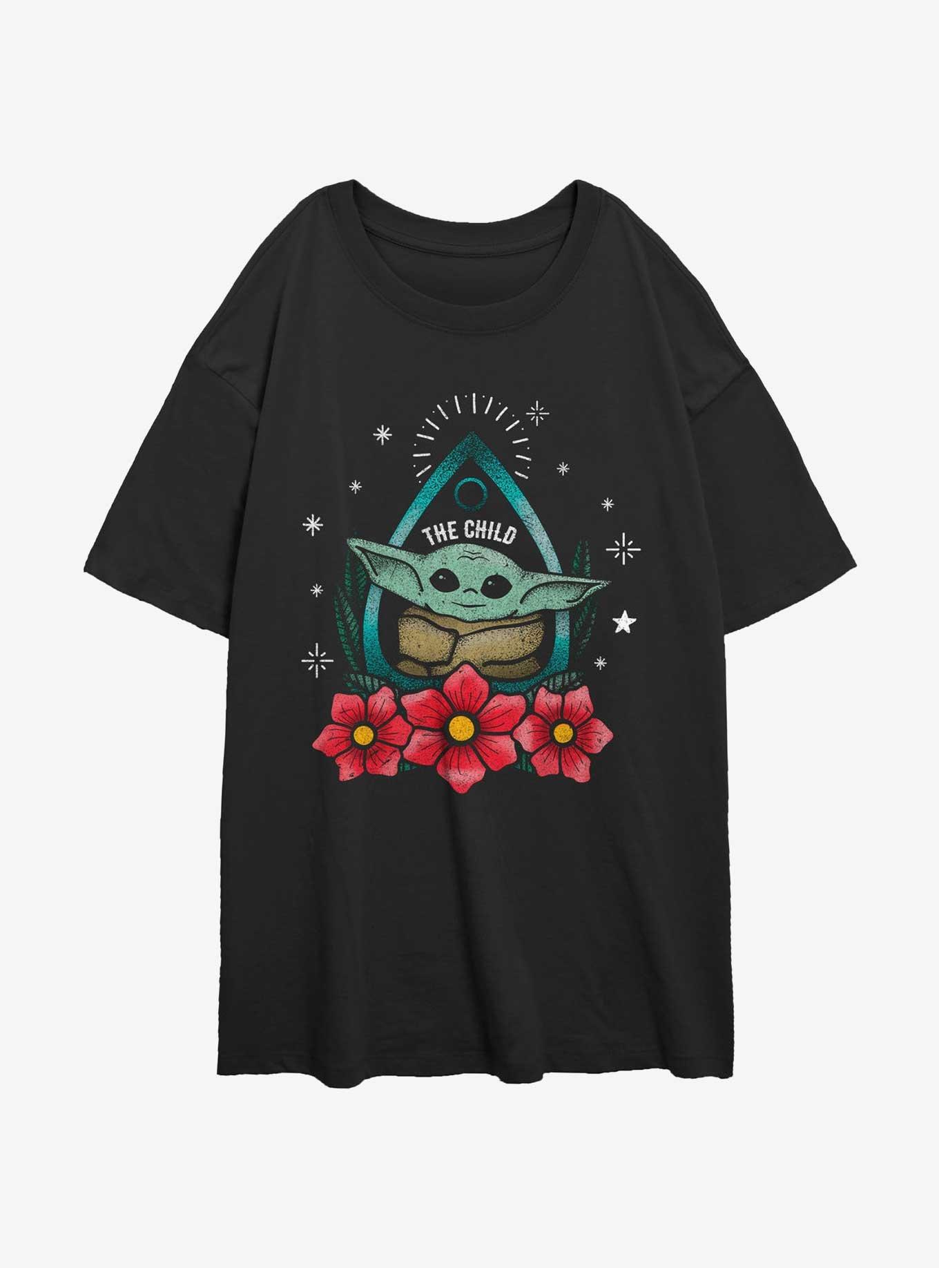Star Wars The Mandalorian The Child Planchette Womens Oversized T-Shirt, BLACK, hi-res