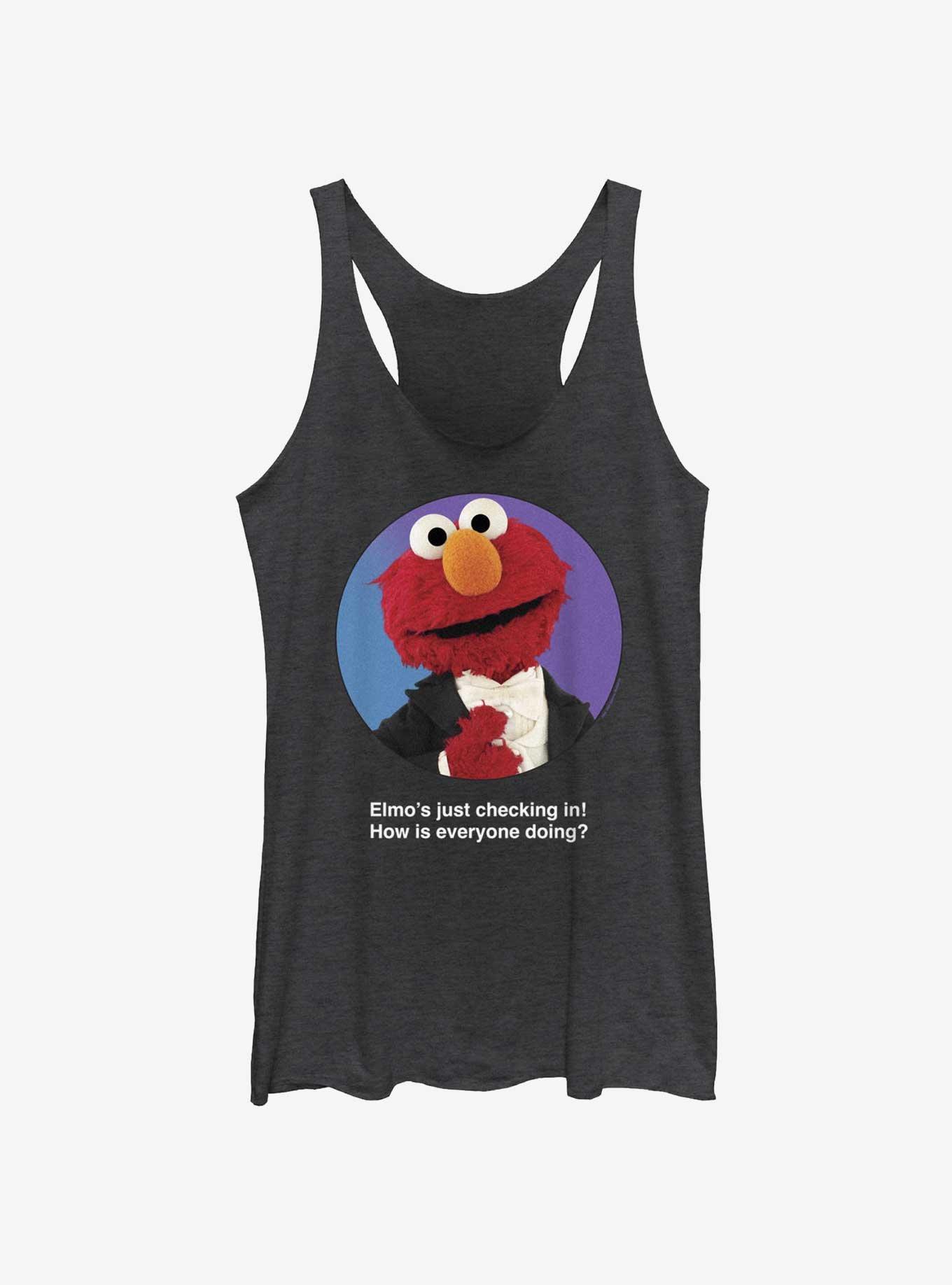 Sesame Street Elmo Tuxedo Checking In Girls Tank, BLK HTR, hi-res