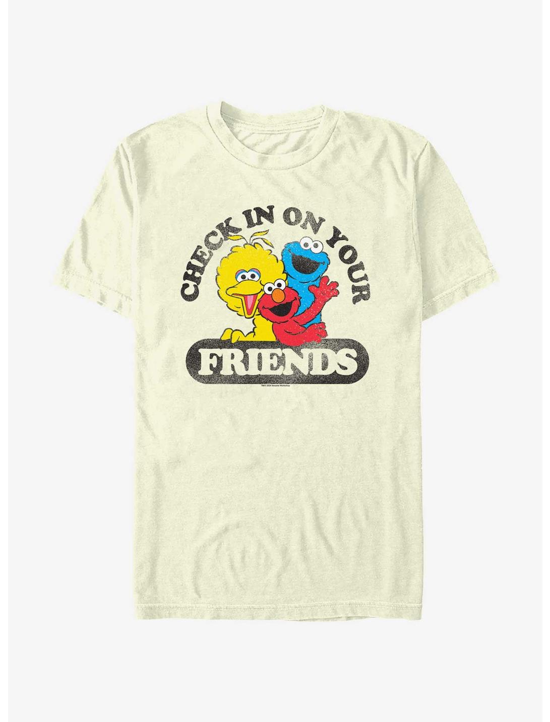 Sesame Street Check In On Your Friends Big Bird Cookie Monster and Elmo T-Shirt, NATURAL, hi-res