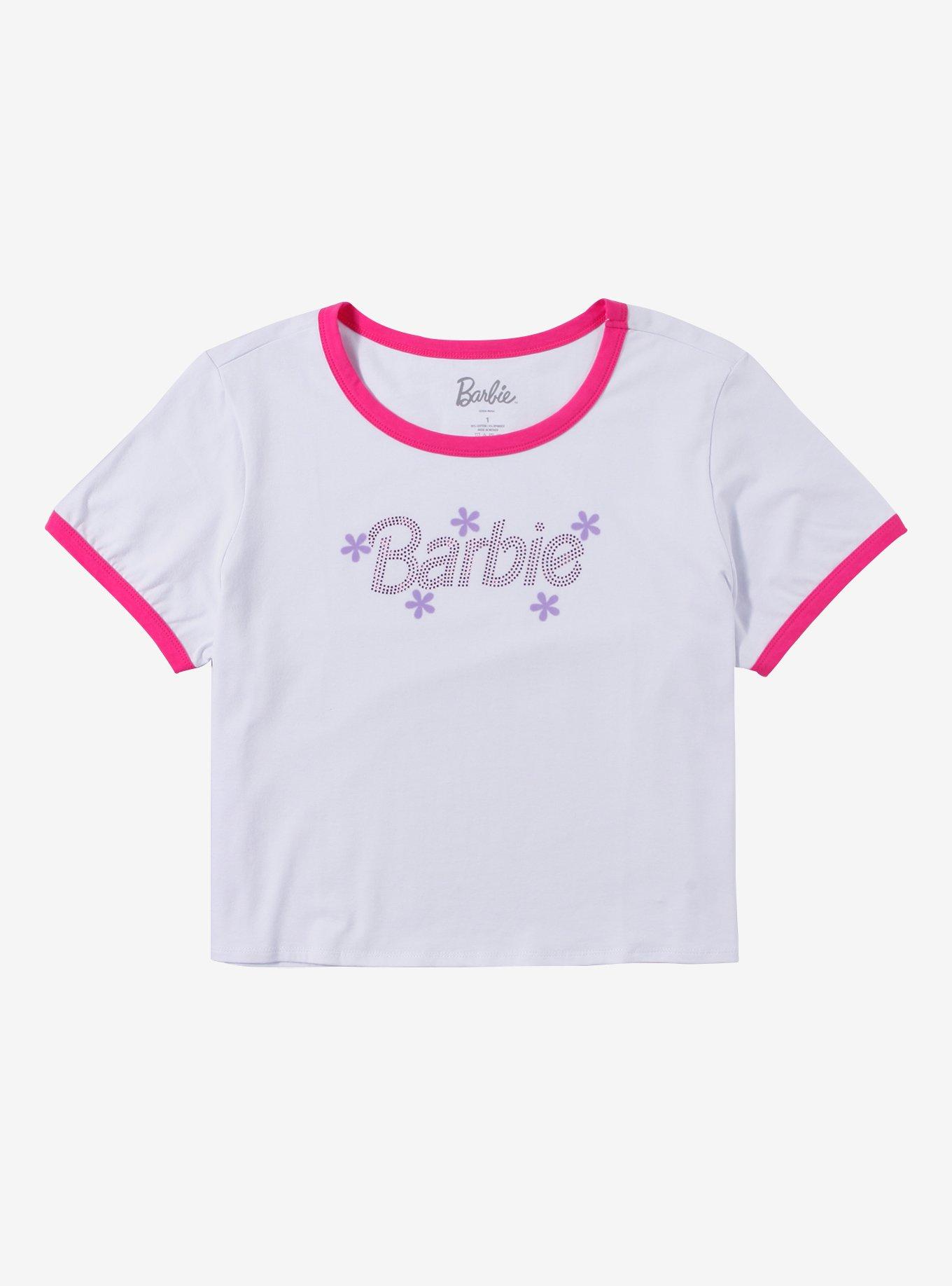 Barbie Rhinestone Logo Ringer Baby T-Shirt Plus Size, , hi-res