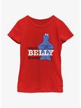 Sesame Street Cookie Monster Take A Belly Breath Youth Girls T-Shirt, RED, hi-res