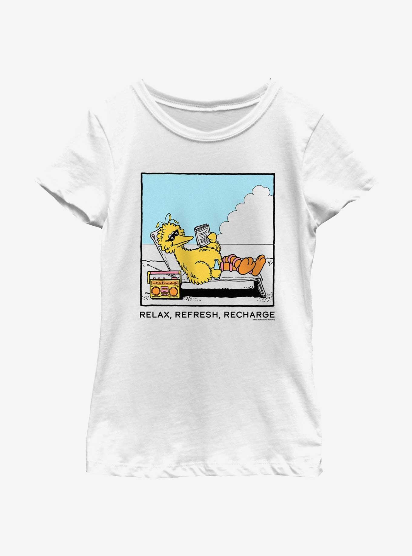 Sesame Street Big Bird Relax Refresh Recharge Youth Girls T-Shirt, , hi-res