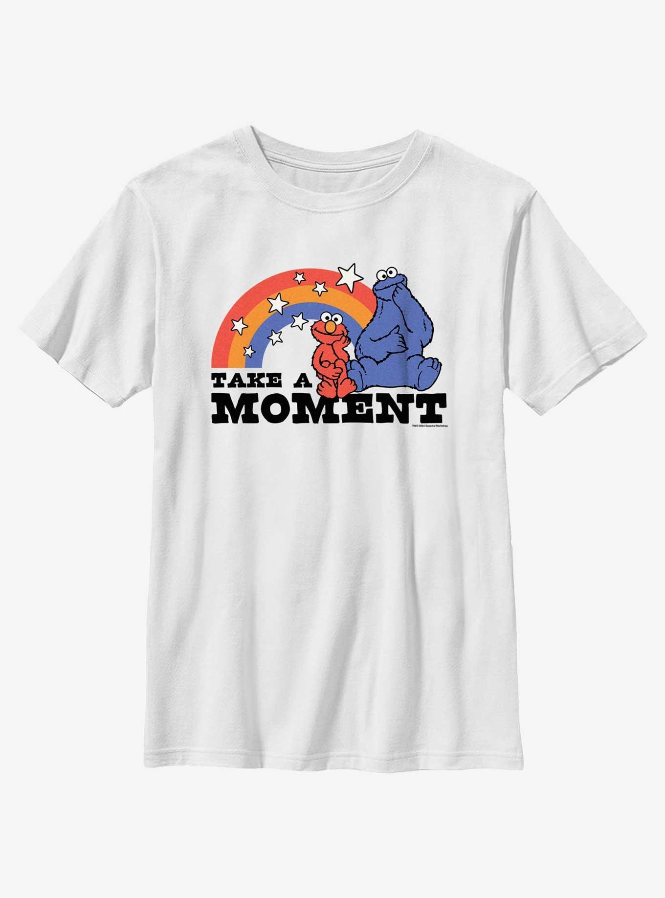 Sesame Street Take A Moment Elmo and Cookie Monster Youth T-Shirt, WHITE, hi-res