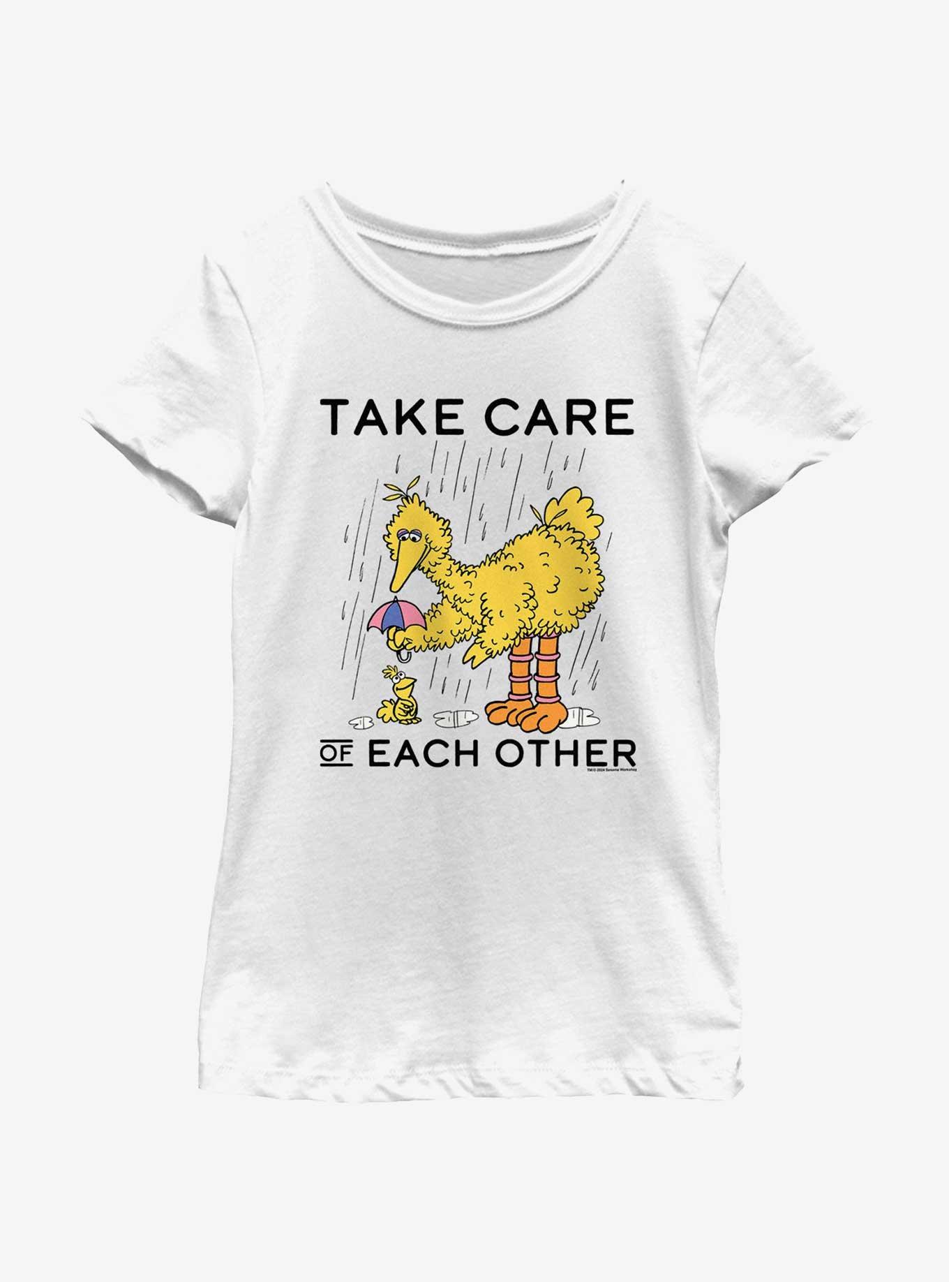 Sesame Street Big Bird Take Care Of Each Other Youth Girls T-Shirt, WHITE, hi-res