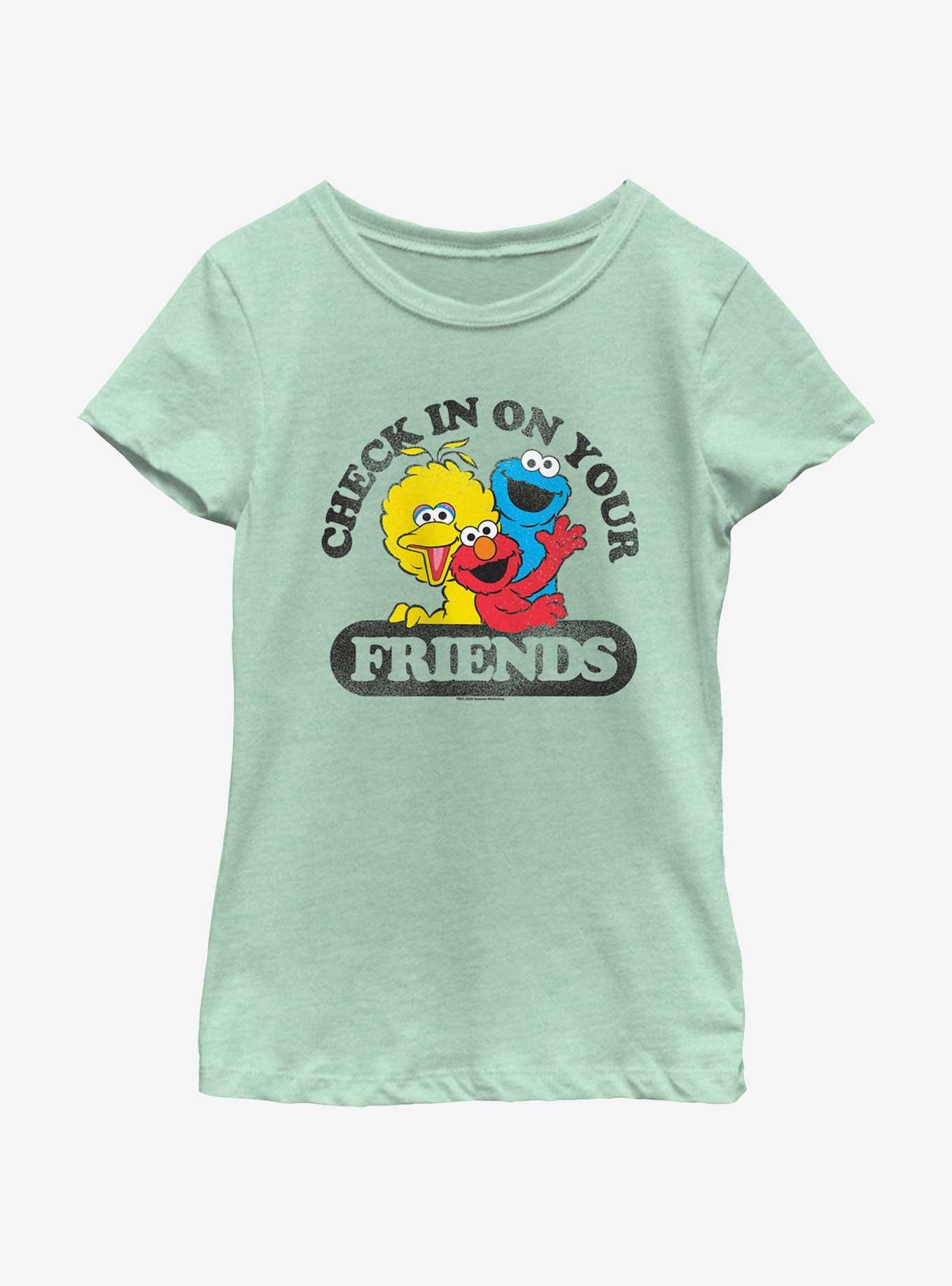 Sesame Street Check On Your Friends Big Bird Cookie Monster and Elmo Youth Girls T-Shirt