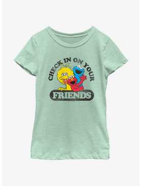 Sesame Street Check In On Your Friends Big Bird Cookie Monster and Elmo Youth Girls T-Shirt, , hi-res