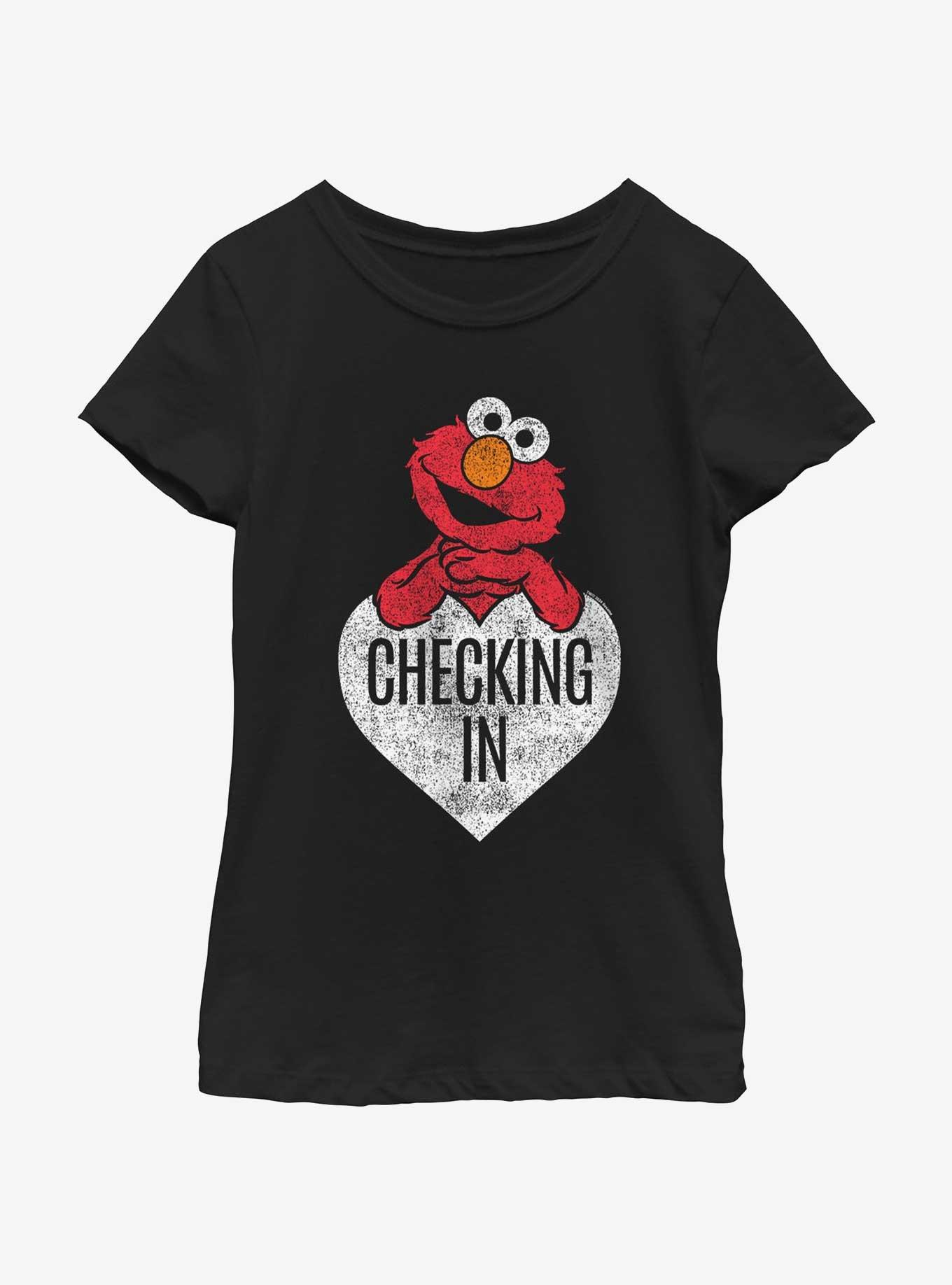 Sesame Street Elmo Checking White Youth Girls T-Shirt