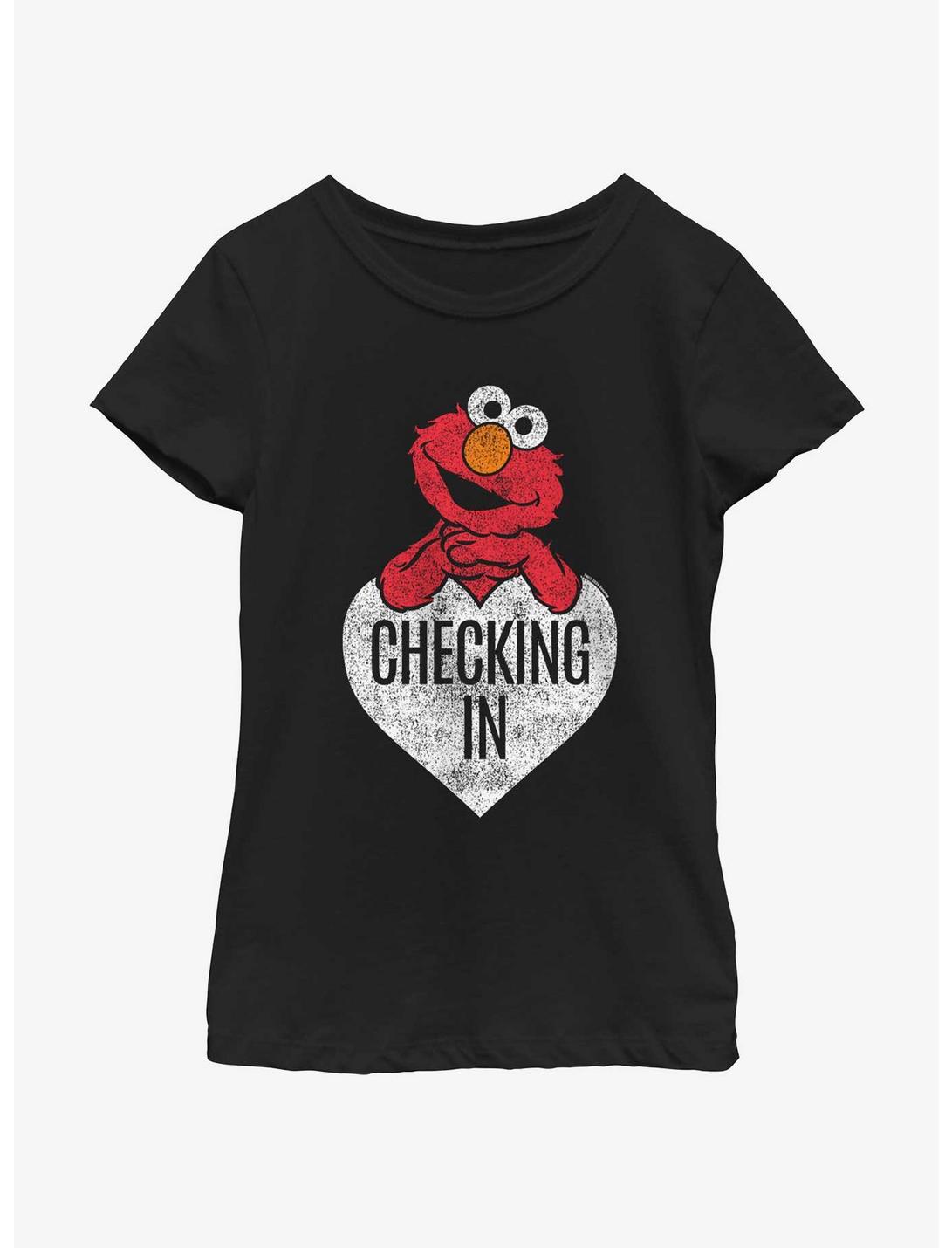 Sesame Street Elmo Checking In White Youth Girls T-Shirt, BLACK, hi-res