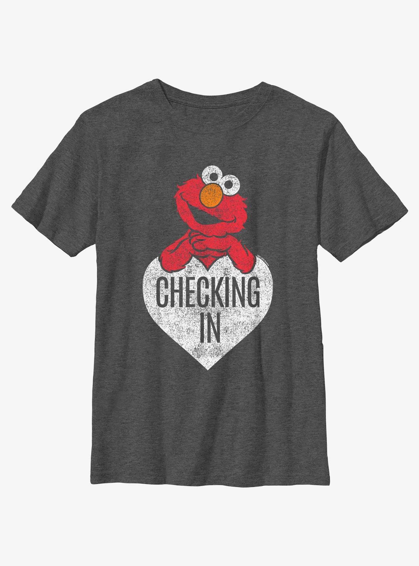 Sesame Street Elmo Checking In White Youth T-Shirt, CHAR HTR, hi-res