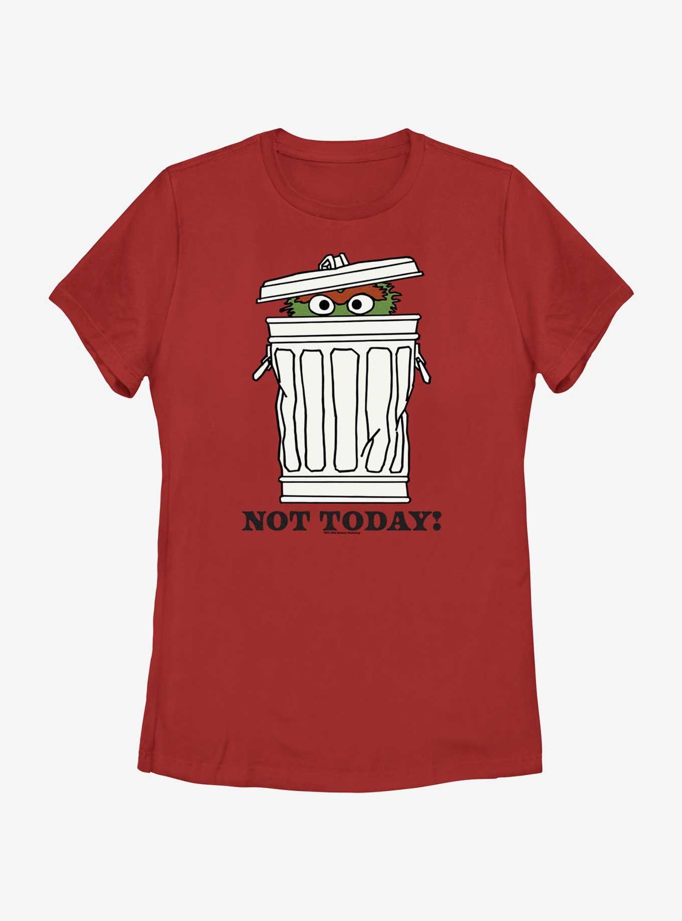 Sesame Street Oscar the Grouch Not Today Womens T-Shirt, RED, hi-res