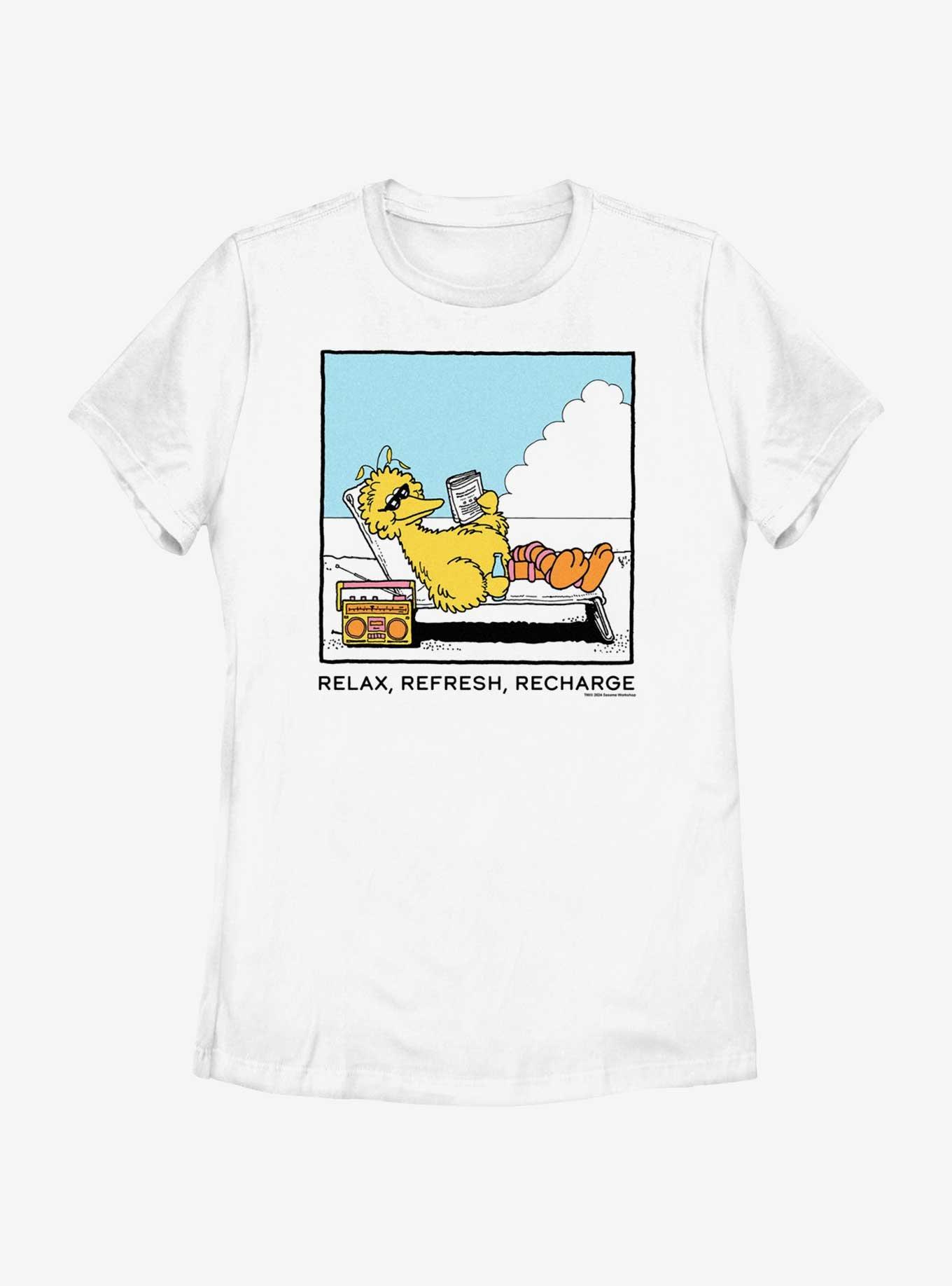 Sesame Street Big Bird Relax Refresh Recharge Womens T-Shirt 