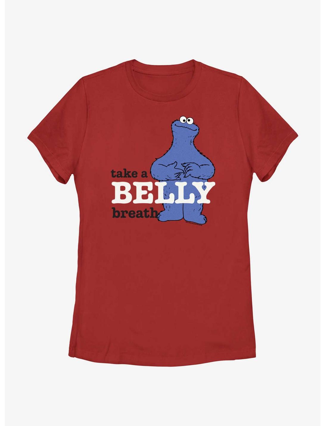 Sesame Street Cookie Monster Take A Belly Breath Womens T-Shirt, RED, hi-res