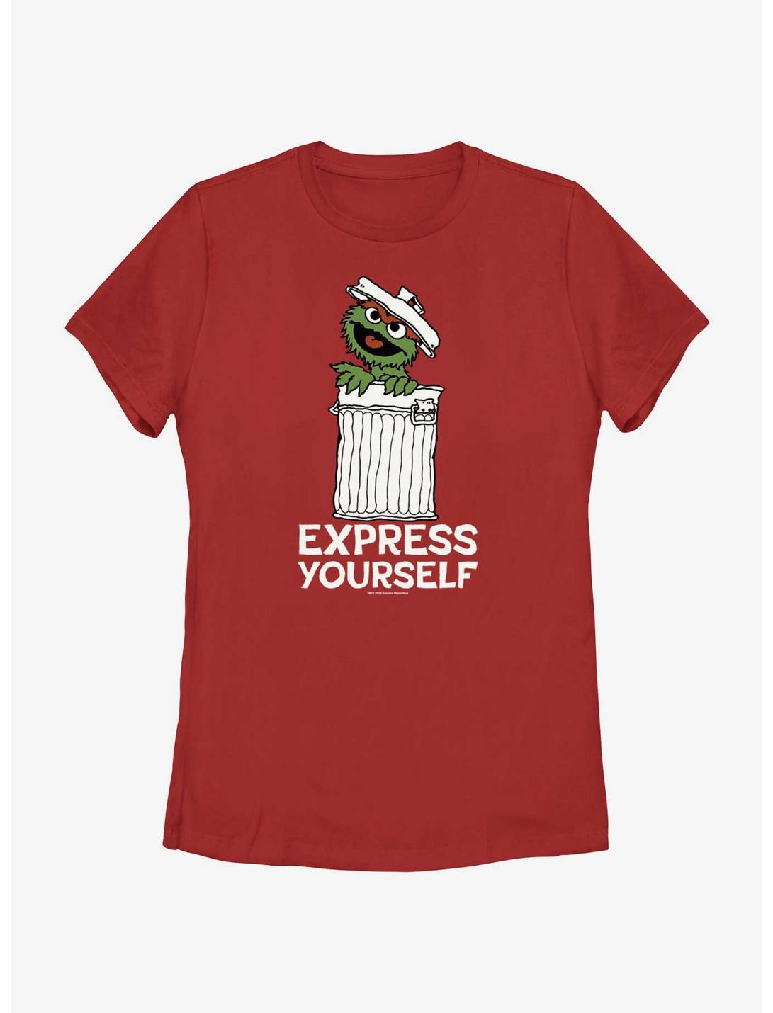 Sesame Street Oscar the Grouch Express Yourself Womens T-Shirt, RED, hi-res