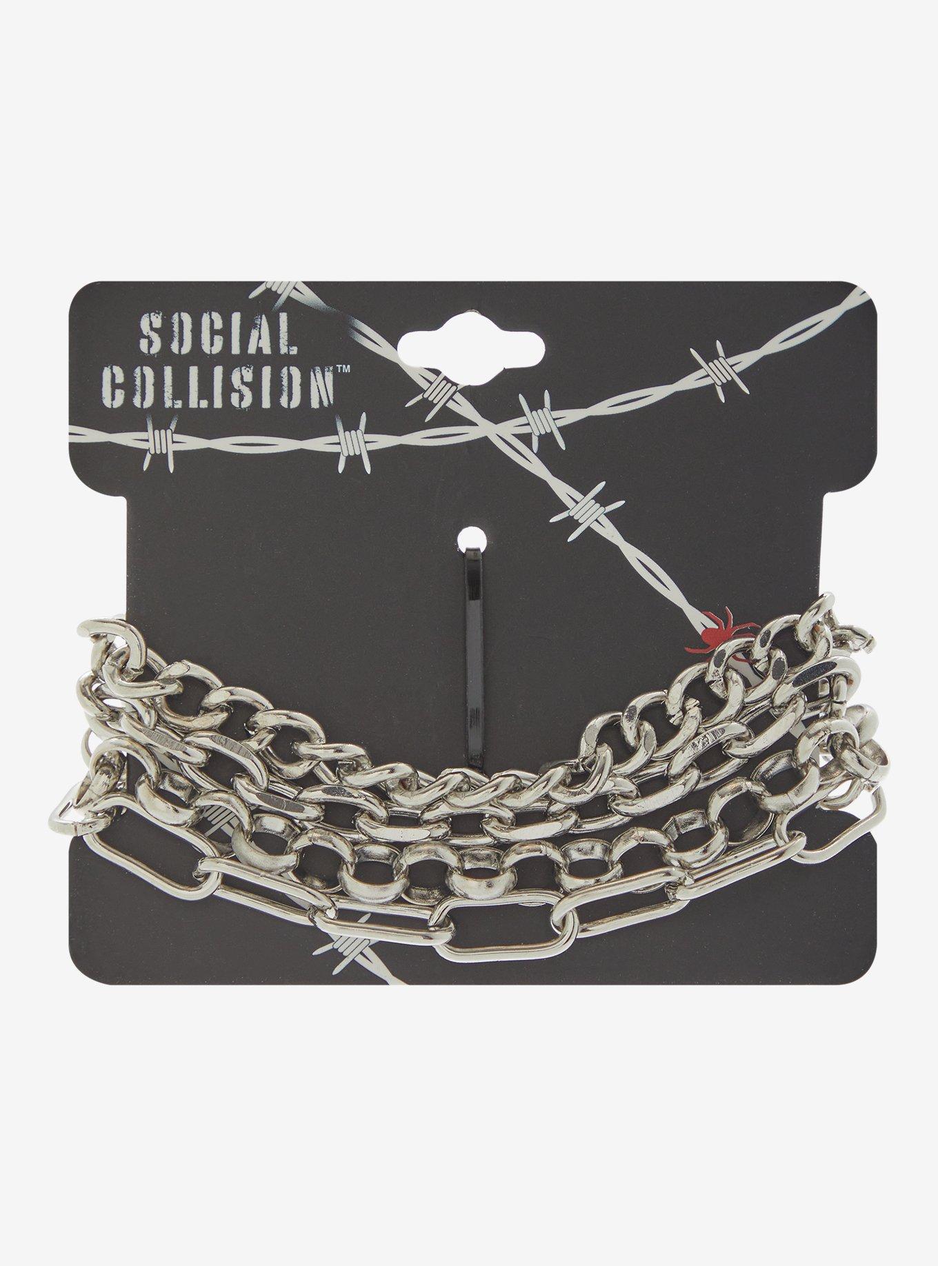 Social Collision Silver Chain Bracelet Set, , hi-res