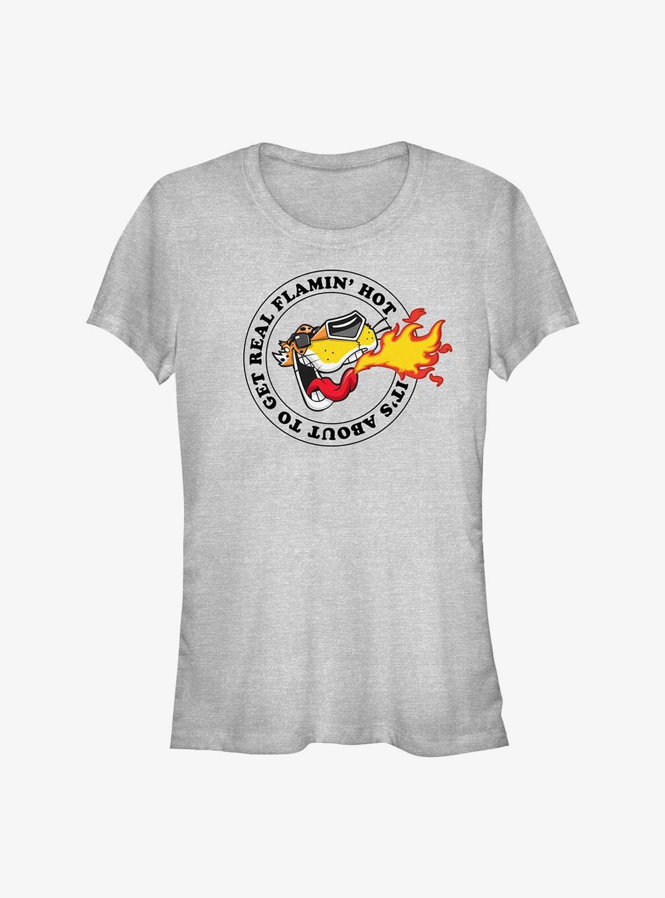 Cheetos Chester It's About To Get Real Flamin Hot Girls T-Shirt, ATH HTR, hi-res