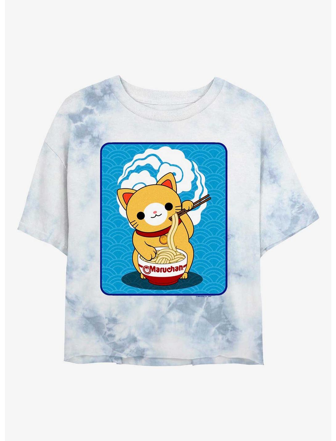Maruchan Kitty Munch Tie-Dye Girls Crop T-Shirt, WHITEBLUE, hi-res