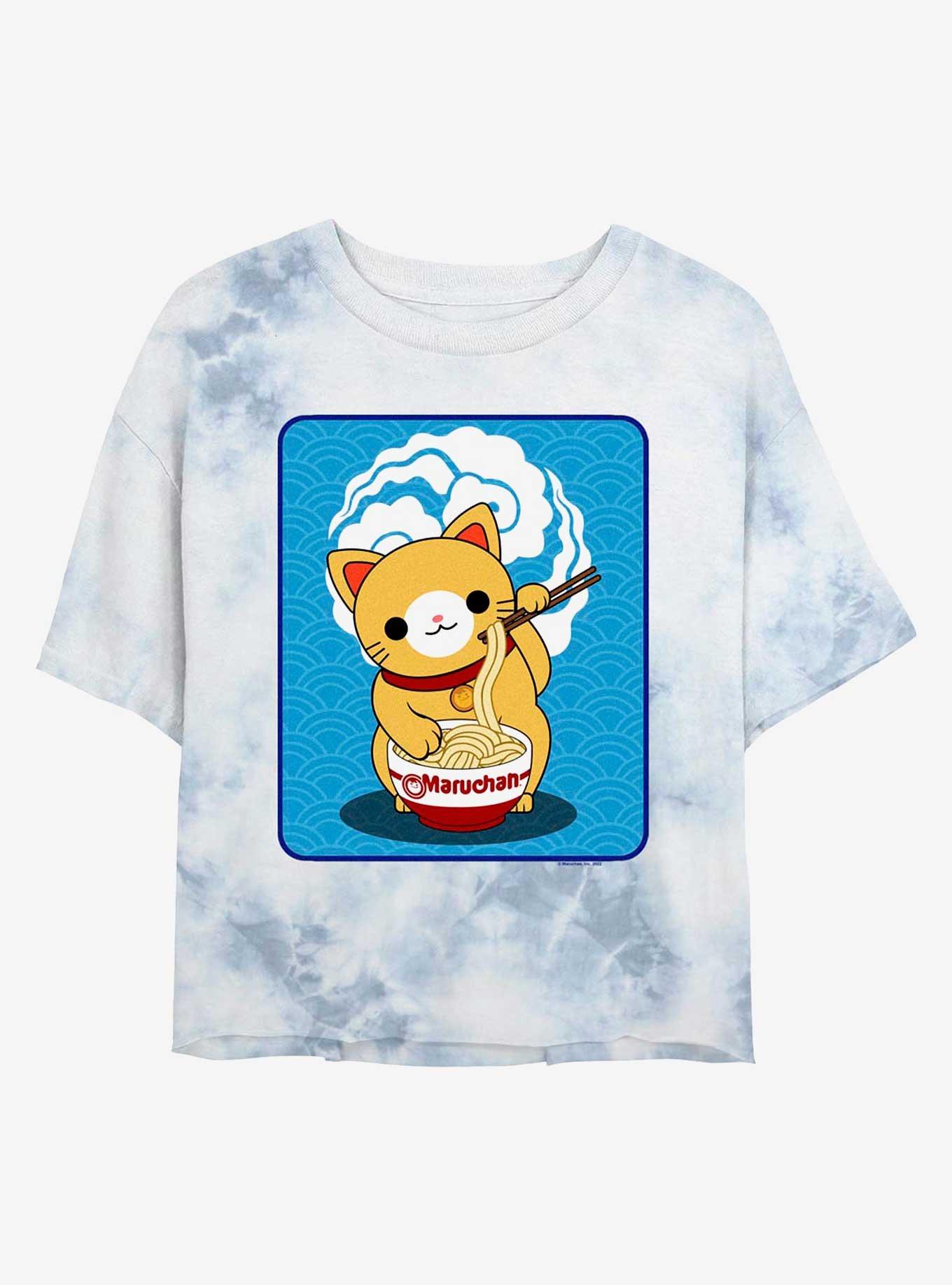 Maruchan Kitty Munch Tie-Dye Girls Crop T-Shirt, WHITEBLUE, hi-res