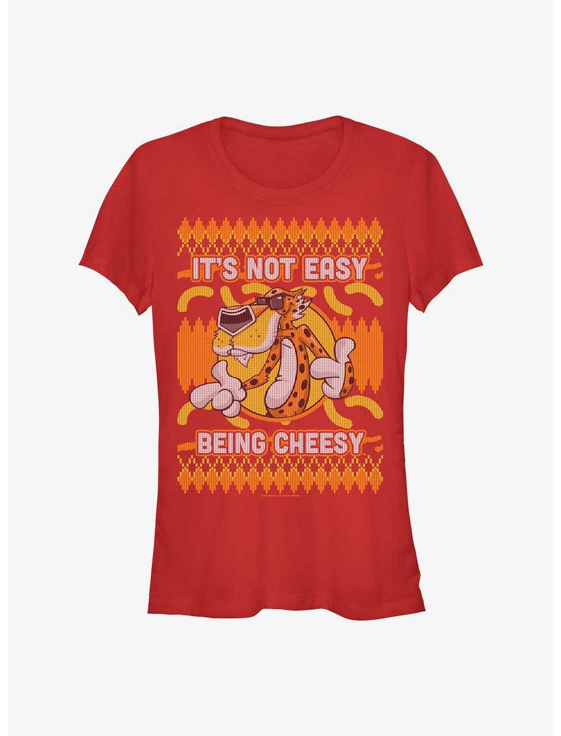 Cheetos Chester Cheetah Ugly Christmas Sweater Pattern Girls T-Shirt, RED, hi-res