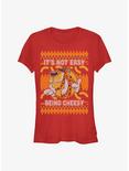 Cheetos Chester Cheetah Ugly Christmas Sweater Pattern Girls T-Shirt, RED, hi-res