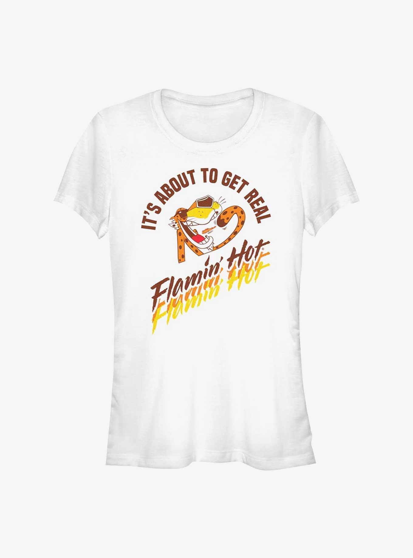 Cheetos It's About To Get Real Flamin Hot Girls T-Shirt, WHITE, hi-res